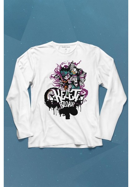 Motorcycle Motor Ride Skull Kuru Kafa Uzun Kollu Tişört