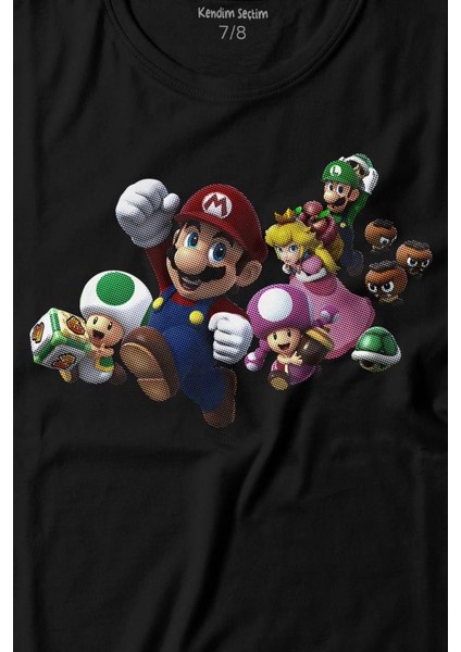 Kendim Seçtim Super Mario Party Star Rush Baskılı Tişört Çocuk T-Shirt