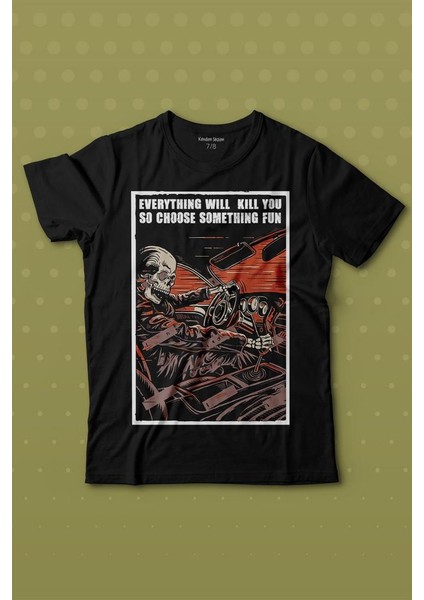 Choose Somthing Fun Araba Kuru Kafa Baskılı Tişört Çocuk T-Shirt