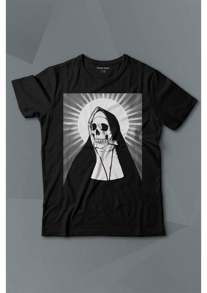 Skull Rahibe Kuru Kafa Gothic Dark Baskılı Tişört Çocuk T-Shirt