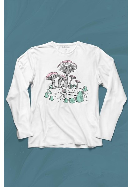 Mashroom Forrest Mantar Orman Outdoor Retro Uzun Kollu Tişört