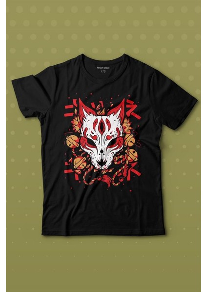 Kitsune Mask Japanese Japon Kültür Baskılı Tişört Çocuk T-Shirt