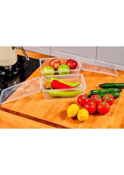 Plastik Saklama Kabı Bakliyat Yemek Kapaklı Kilitli Dondurucu 2 lt (23 x 14 x 8 cm) 10 Adet