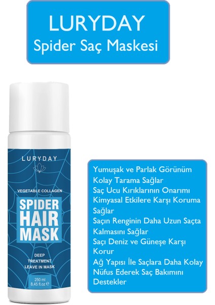 Profesyonel Vegan Kolajen Spider Saç Bakım Maskesi 250 ml