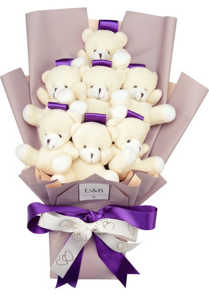 Zarif Mor Ayıcık Buketi