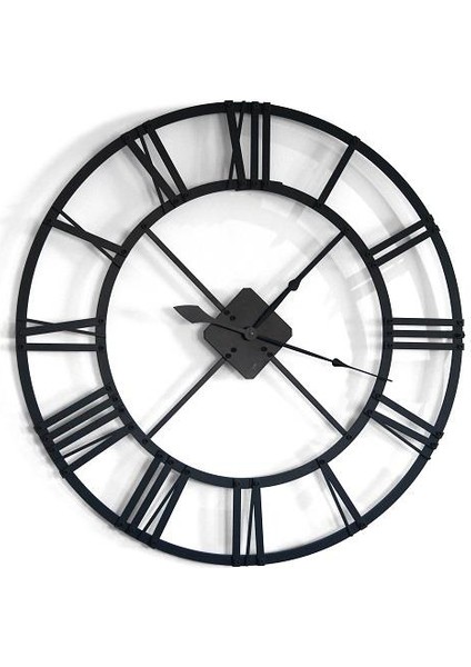 Roma Rakamlı Kalın Metal Duvar Saati 80CM Çap-6mm Çelik (Sessiz)