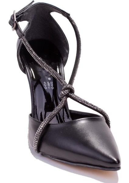 DZA07-605056 Siyah Abiye Topuklu Kadın Ayakkabı