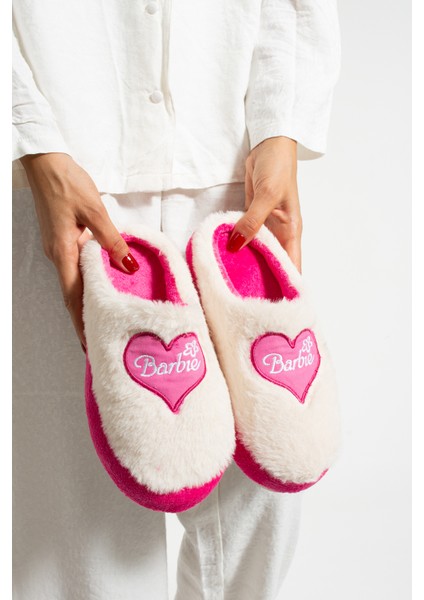 Pofuduk Barbie Figürlü Panduf Kadın Ev Terliği Tüylü Terlik