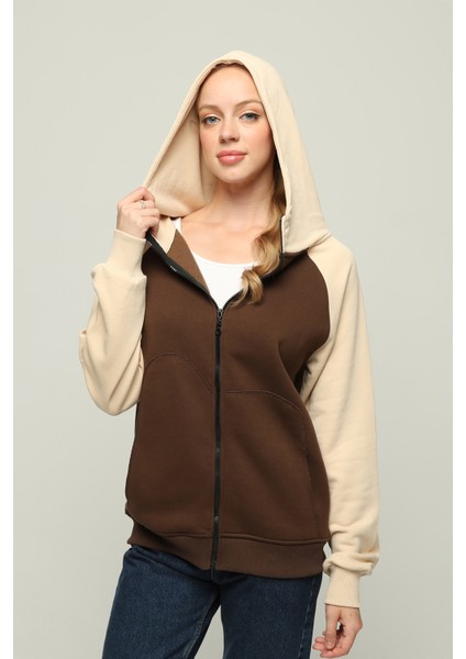 Kapüşonlu Kalın Içi Polarlı Örme Sweatshirt