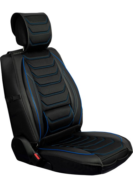 fiat Palio Uyumlu Yarı Deri Oto Koltuk Kılıfı Ön-Arka Set Anka Siyah-Mavi indirimleri