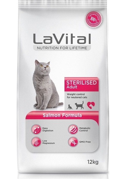 La Vital Sterilesed Somonlu Kısırlaştırılmış Yetişkin Kedi Maması 12 kg