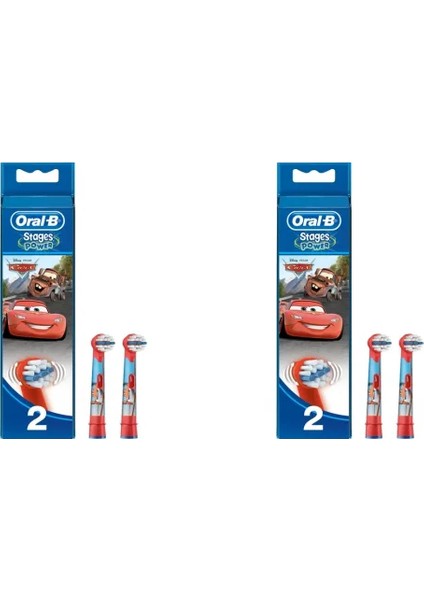 Stages Cars 4'lü Çocuklar İçin Diş Fırçası Yedek Başlığı