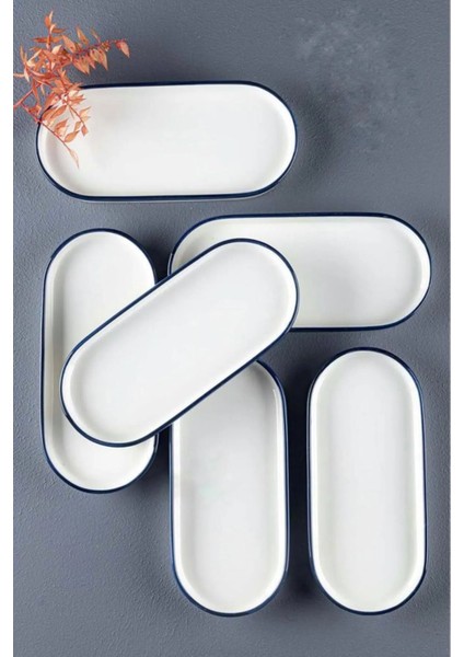 Porselen Sunumluk Kayık Tabak Yemek Servis Tabağı Ikramlık 20 x 9 cm 6'lı