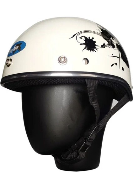 Motosiklet ve Bisiklet Kaskı Abs Materıal Yarım Chopper Model Kask Vespa Scooter Whıte