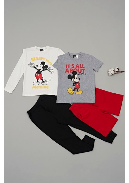 4'lü Mickey Mouse Baskılı Tshirt Şort Pantolon Takım fiyatları