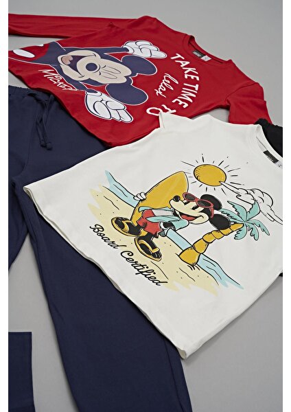 For You Kids 4'lü Mickey Mouse Baskılı Tshirt Şort Pantolon Takım