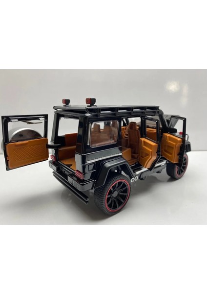 Mercedes G63 Jip Diecast Koleksiyon Metal Model Oyuncak Araba 23 cm Sesli Işıklı Kaput Bagaj Kapılar Açılır Jeep