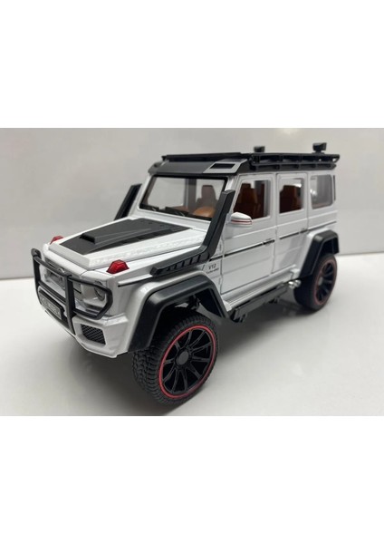 Mercedes G63 Jip Diecast Koleksiyon Metal Model Oyuncak Araba 23 cm Sesli Işıklı Kaput Bagaj Kapılar Açılır Jeep Beyaz