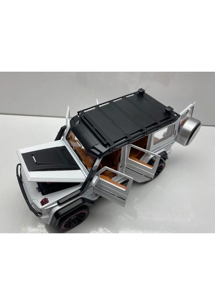 Mercedes G63 Jip Diecast Koleksiyon Metal Model Oyuncak Araba 23 cm Sesli Işıklı Kaput Bagaj Kapılar Açılır Jeep Beyaz