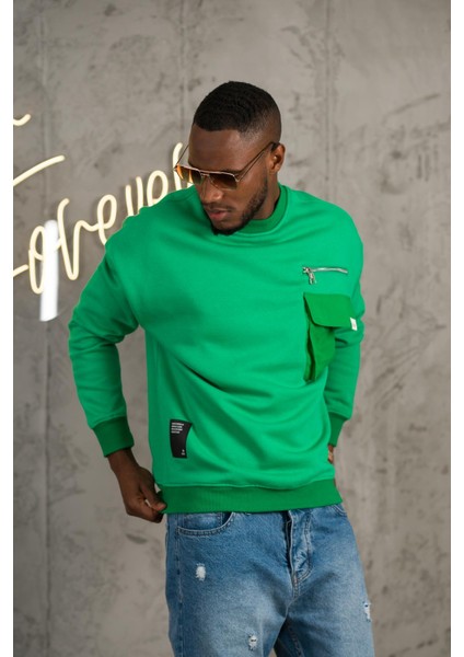 Oversize 3 Iplik Bisiklet Yaka Torba Cepli Içi Polarlı Basic Sweatshirt fırsatları