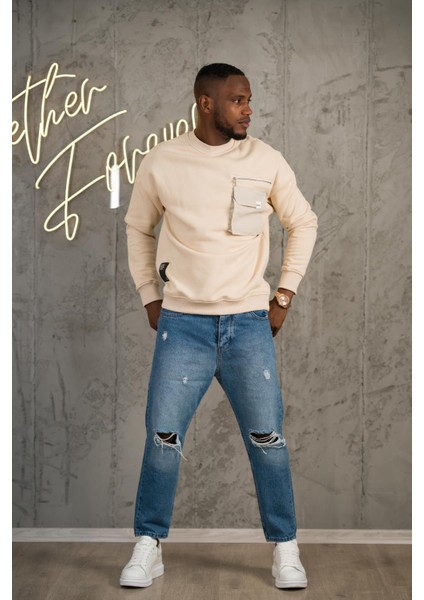 Oversize 3 Iplik Bisiklet Yaka Torba Cepli Içi Polarlı Basic Sweatshirt fiyatları