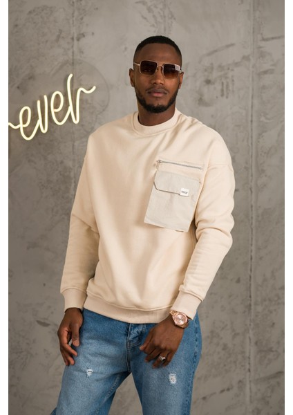 Oversize 3 Iplik Bisiklet Yaka Torba Cepli Içi Polarlı Basic Sweatshirt modelleri