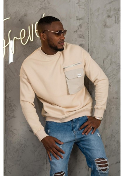 Oversize 3 Iplik Bisiklet Yaka Torba Cepli Içi Polarlı Basic Sweatshirt fırsatları