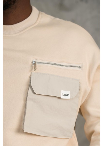 Oversize 3 Iplik Bisiklet Yaka Torba Cepli Içi Polarlı Basic Sweatshirt indirimleri