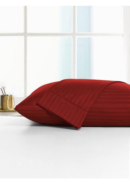 Çizgili Saten 2 Adet Yastık Kılıfı