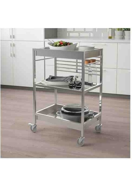 Kungsfors Paslanmaz Çelik 60X40 cm Servis Arabası