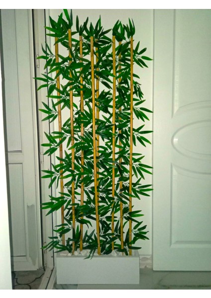 Yapay Bambu Ağacı 1.50 mt Boy Bamboo Çubuk Çiçek 50 cm Ahşap Beyaz Iç Mekan Saksı