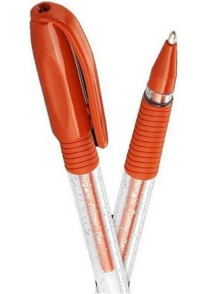 Simli Jel Kalem - Simli Tükenmez Kalem -Turuncu