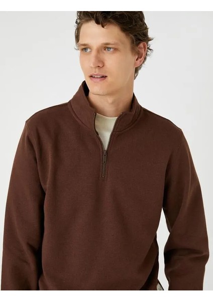 4WAM70126MK Koton Erkek Sweat Kahverengi