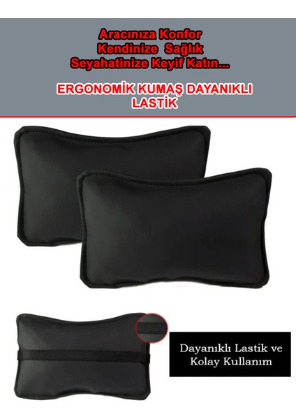 Mını Cooper Uyumlu Oto,araç Boyun Yastığı Siyah Düz Deri