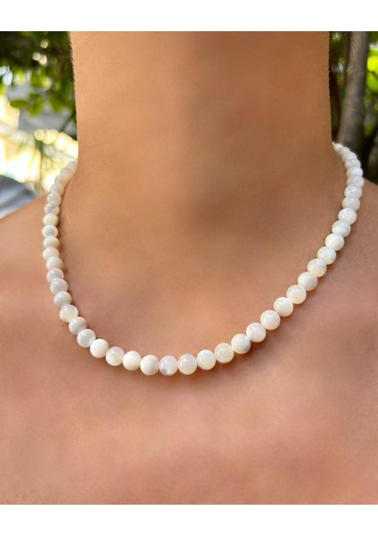 6 mm Küre Kesim Sedef Doğal Taş Kolye fiyatları