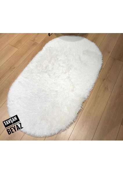 Doğuş Peluş Oval Post Halı Tavşan Beyaz