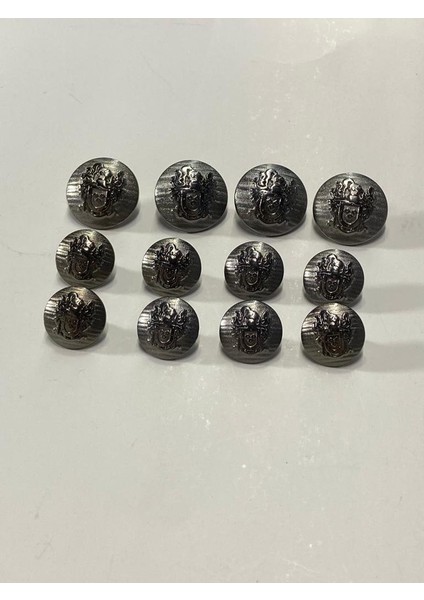 Blazer Ceket Düğmesi Takımı Antrasit / Arma Model 2 cm ve 1,5