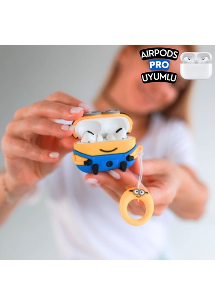 Airpods Pro Uyumlu Sevimli Karakter Iki Gözlü Minyon Figürlü Ip Kopçalı Koruyucu Silikon Kulaklık Kılıfı indirimleri
