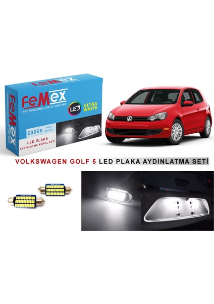 Volkswagen Golf 5 LED Plaka Aydınlatma Ampul Seti Femex Parlak Beyaz
