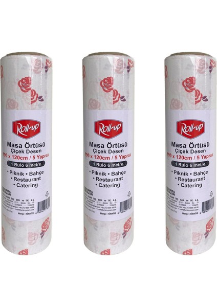 Tek Kullanımlık Kağıt Laminelli Masa Örtüsü - 100X150 Cm. - Çiöek Desenli -16 Yaprak 3 Rulo fiyatları