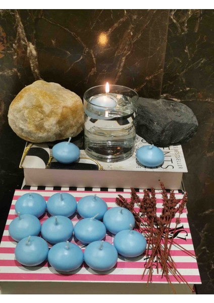 Iv Candles Homedecor 24'lü Bebek Mavisi Suda Yüzen Mum modelleri
