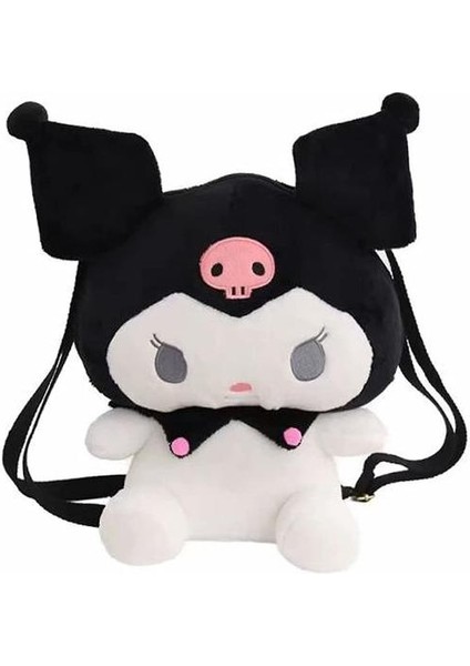 My Melody Kuromi Sırt Cinnamoroll Peluş Sevimli Karikatür Omuz Anime Fan Oyuncak Seyahat Orta Siyah//beyaz Çantası (Yurt Dışından)