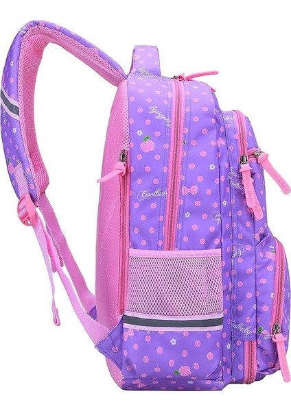 Elementary School Girl Backpack Polka Dot Children's Elementary School Lavender Trumpet Çantası (Yurt Dışından)