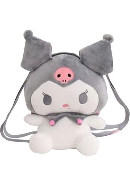 My Melody Kuromi Sırt Cinnamoroll Peluş Sevimli Karikatür Omuz Anime Fan Oyuncak Seyahat Orta Siyah//beyaz Çantası (Yurt Dışından)