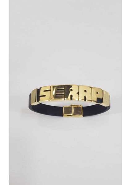 Vog Kişiye Özel Serap Farklı Bir Isim Yazılabilinir Kauçuk Isim 925 Ayar Gümüş Sarı Bileklik fiyatları