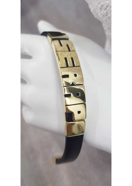 Vog Kişiye Özel Serap Farklı Bir Isim Yazılabilinir Kauçuk Isim 925 Ayar Gümüş Sarı Bileklik indirimleri