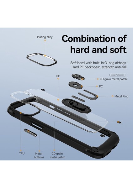Apple iPhone 13 Telefon Kasası 6.1 Inç Metal Yüzük Kickstand Pc+Tpu Damla Geçirmez Kapak Cep Telefonu Anti Çizelge Önleme Arkası (Yurt Dışından) modelleri