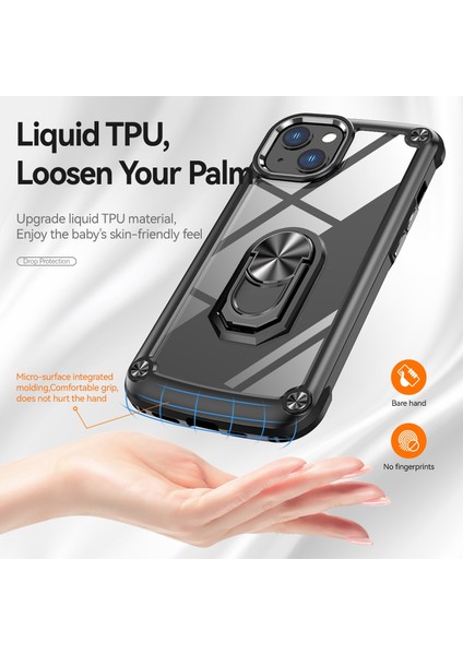 Apple iPhone 13 Telefon Kasası 6.1 Inç Metal Yüzük Kickstand Pc+Tpu Damla Geçirmez Kapak Cep Telefonu Anti Çizelge Önleme Arkası (Yurt Dışından) fırsatları