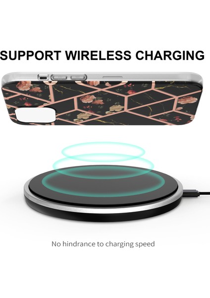 Apple iPhone 13 Telefon Kasası Mermer Desen Tasarımı Imd Ince Şok Geçirmez Esnek Elektroplatma Tpu Kapak Kasası Için Apple iPhone 13-Black (Yurt Dışından)