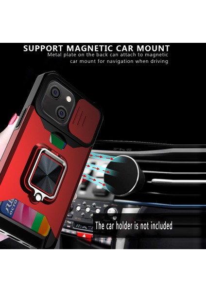 Çıkarılabilir Lens Kalkanı Tasarım Hibrit Telefon Kılıfı Kapak Kabuğu Apple iPhone 13 Için Kart Tutucu (Yurt Dışından) fırsatları